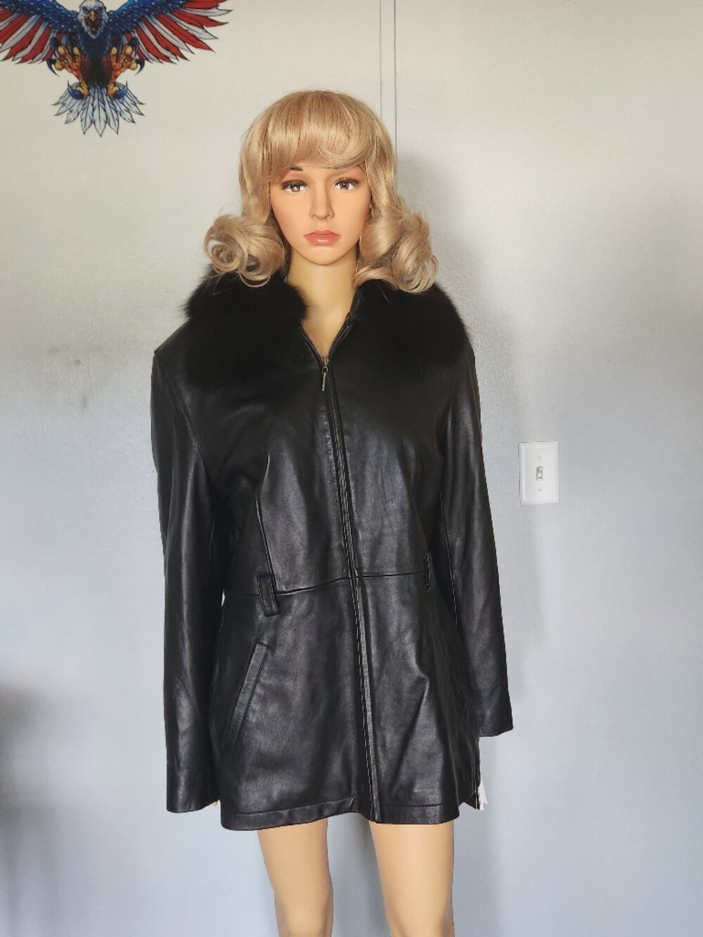 #812 NWT Leather/fox fur jacket
